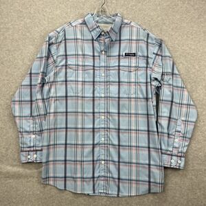 Columbia PFG Shirt‎ Mens XL* Blue Tartan Plaid Long Sleeve Fishing Performance
